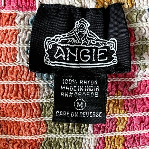 Angie Floral Print Smocked V Neck Babydoll Mini Sundress Cottagecore Ruffle M - Picture 11 of 15